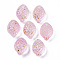 Transparent Spray Painted Glass Charms, with Golden Foil, Textured, Lemon, Pearl Pink, 14x10x9mm, Hole: 1mm
