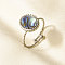 304 Stainless Steel with Natural Shell Cuff Open Rings for Women, Oval, Stainless Steel Color, 12mm, Inner Diameter: 17mm
