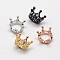 Crown Brass Micro Pave Grade AAA Cubic Zirconia Large Hole Beads, Cadmium Free & Nickel Free & Lead Free, Mixed Color, 13x8mm, Hole: 7mm
