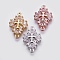Brass Micro Pave Cubic Zirconia Links, Cross, Mixed Color, 20x14x3.5mm, Hole: 1.5mm