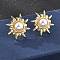 201 Stainless Steel Sun Stud Earrings, with 304 Stainless Steel Pins and Plastic Imitation Pearl, Ion Plating(IP), Golden, 21.5mm