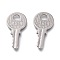 Tarnish Resistant 304 Stainless Steel Pendants, Key, Stainless Steel Color, 31x15.5x1.5mm, Hole: 5mm