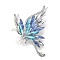 Butterfly Alloy Rhinestone Brooches for Backpack Clothes, with Plastic Pearl, Mixed Color, 60.5x64mm