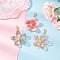 3Pcs 3 Colors Glass Pomegranate Flower Pendant Decorations, Alloy Lobster Claw Clasps Charms for Bag Ornaments, Mixed Color, 50~53mm, 1pc/color