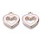 Alloy Enamel Charms, Heart, Pink, Light Gold, 15x14x2mm, Hole: 2mm