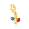 Brass Colorful Enamel European Dangle Charms, Large Hole Pendants, Cadmium Free & Lead Free, Balloon, Real 18K Gold Plated, 26.5mm, Hole: 4.5mm