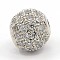 CZ Jewelry Brass Micro Pave Cubic Zirconia Round Beads, Clear, Platinum, 8mm, Hole: 1.5mm