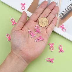 Октябрь рак груди розовая лента осведомленности сплав эмаль подвески&nbsp;ENAM-E262-S