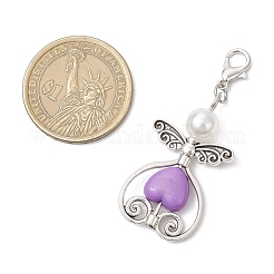 Сердце Ангел акриловый и АБС пластик имитация жемчуга круглая бусина подвеска украшения&nbsp;HJEW-JM03235