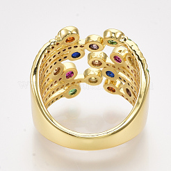 Латунные микро проложить манжеты кольца кубического циркония&nbsp;RJEW-S044-047