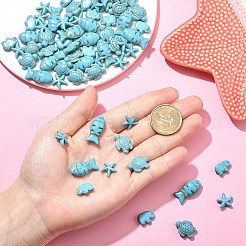 120шт 4 стиля синтетические бирюзовые бусины&nbsp;G-YW0002-65