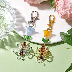 Пчелы стеклянные бусины ручной работы подвески украшения&nbsp;HJEW-MZ00069