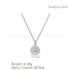 Нержавеющая сталь плоская круглая с кулоном в форме сердца ожерелья для женщин повседневные повседневные украшения&nbsp;EU8880-1