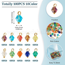 100 шт. 10 цветных гальванических стеклянных подвески&nbsp;PALLOY-TAC0199