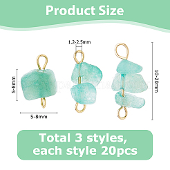 60 шт. 3 стиля натуральный зеленый авантюрин самородки соединительные подвески&nbsp;PALLOY-HS00001