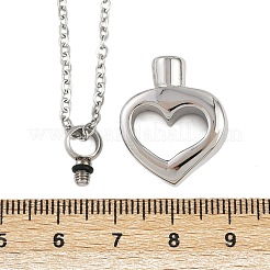 304 нержавеющая сталь кулон в форме сердца урна для праха домашних животных ожерелья&nbsp;NJEW-S455-03P