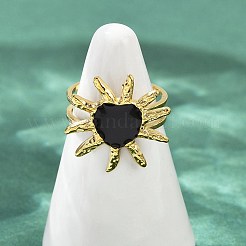 Кольца для женщин с эмалью в виде сердца и солнца из нержавеющей стали 304&nbsp;RJEW-G355-08G