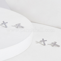 2 пара серег-гвоздиков из латуни с микропаве из прозрачного кубического циркония для женщин&nbsp;EJEW-LP0001-57P