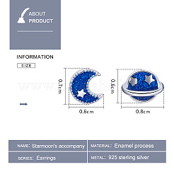 925 серьги-гвоздики из стерлингового серебра с родиевым покрытием&nbsp;EJEW-FF0008-010P