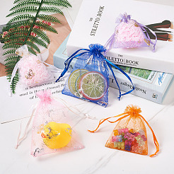 100 шт. 2-х стилевые прямоугольные подарочные пакеты из органзы с золотым тиснением в виде бабочек OP-KS0001-01