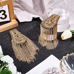 Кисточка из железной цепочки в форме капли с эполетами из стразов&nbsp;AJEW-WH20006-326A-G