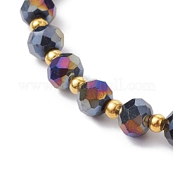 Стеклянные круглые браслеты-манжеты с бусинами&nbsp;BJEW-JB09964-04