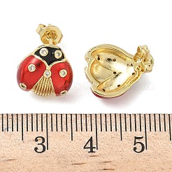 Серьги-гвоздики из латуни с микропаве из кубического циркония&nbsp;LS-EJEW-F383-04G