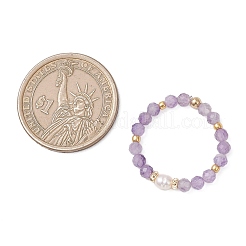 Кольца с натуральным культивированным пресноводным жемчугом и драгоценными камнями&nbsp;RJEW-JR00970