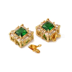 Стойка покрытие квадратная латунь микро паве кубический цирконий коробка застежки&nbsp;KK-F876-13G-1