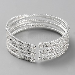 Теннисный браслет-манжета со стразами и кристаллами&nbsp;BJEW-WH0017-32