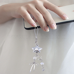 1 шт. звезда и бант акрил и стекло и сплав ремешок для сотового телефона подвеска брелок для женщин&nbsp;AJEW-LP0004-58