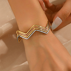 Многослойный геометрический волнистый браслет-манжета из железа для женщин&nbsp;US3742