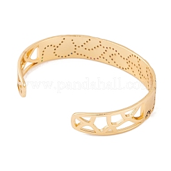 Браслеты-манжеты из латуни с цветным фианитом и полые открытые манжеты для женщин&nbsp;BJEW-S147-09G-A