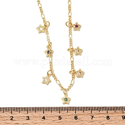 Латунные ожерелья с подвесками в форме звезды с микропаве и кубическим цирконием&nbsp;NJEW-B157-12G