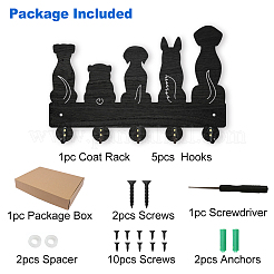 Настенные вешалки из дерева и железа&nbsp;HJEW-WH0055-037