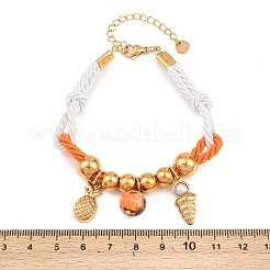 Браслеты с подвесками из нержавеющей стали 304 и синтетического радужного камня&nbsp;BJEW-K247-03G