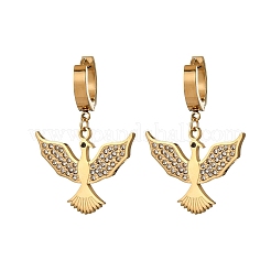 Серьги-кольца из нержавеющей стали 304 со стразами&nbsp;EJEW-Z098-32G