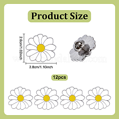12 шт. эмалевые булавки с белой маргариткой&nbsp;JEWB-PH0001-49A