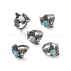 Регулируемые кольца с натуральным драгоценным камнем динозавра&nbsp;RJEW-G273-01AS