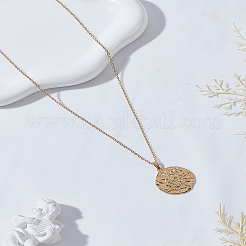 1шт текстурированная монета латунный кулон кабель цепь ожерелья для женщин&nbsp;NJEW-LP0009-33