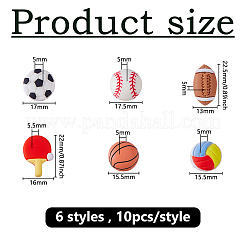 60 шт. 6 стиля спортивных непрозрачных смоляных кабошонов&nbsp;CRES-DC0001-10