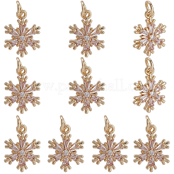 10 шт. латунные подвески в виде снежинок с микропаве из прозрачного кубического циркония&nbsp;KK-BBC0021-78