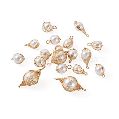 24 шт. 6 подвески из искусственного жемчуга из АБС-пластика в обертке из проволоки&nbsp;KK-SW0001-07