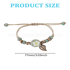 1шт регулируемые браслеты из бисера ручной работы с цветочным узором из фарфора&nbsp;BJEW-LP0003-24