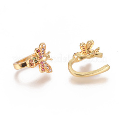 Серьги-манжеты с цирконом из позолоченной латуни EJEW-L244-19G