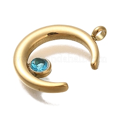 Подвески из нержавеющей стали 304 с аквамариновыми стразами и ионным покрытием (IP)&nbsp;STAS-P371-054G