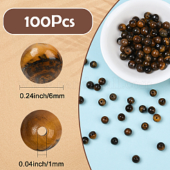 100 шт. круглые бусины из натурального тигрового глаза&nbsp;G-SP0001-21B