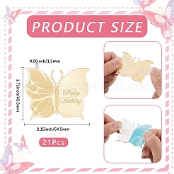 21 шт. тема дня рождения зеркальный эффект акриловый вставка для кекса на день рождения украшение карты&nbsp;AJEW-SP0001-75