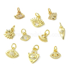 10 шт. 10 стиля подвески с глазом из латуни с микропаве из кубического циркония&nbsp;KK-CJ0002-51