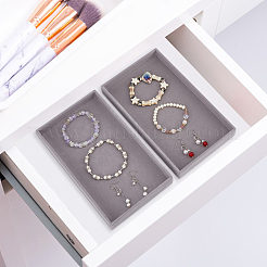 Прямоугольные бархатные подносы для демонстрации ювелирных изделий для колец&nbsp;ODIS-WH0113-14B